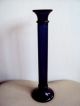 Vintage,  European Dark Blue Depression Glass Tall Candle Stick Holder Candlesticks photo 1