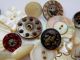 40+ Antique Vintage Mop Carved Shell Buttons Victorian Cut Steel Old Brass Buttons photo 4
