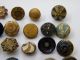 36 Antique Vintage Metal Buttons Victorian Cut Steel Old Brass Enamel Tinies Buttons photo 3