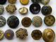 36 Antique Vintage Metal Buttons Victorian Cut Steel Old Brass Enamel Tinies Buttons photo 5
