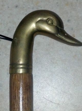 Vintage Brass Duck Head Wooden Shoe Brush photo