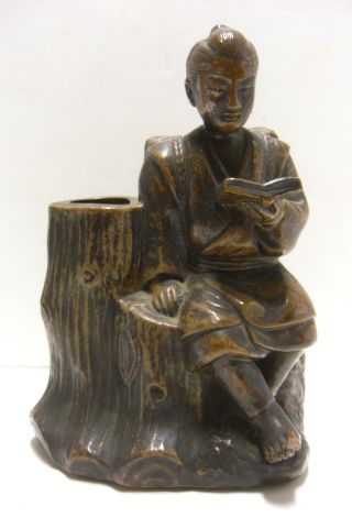 Real Japanese Old Bizen Ware Statue Figure Fine Work Marked photo