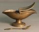 Antique Pre 1800 Brass Salt Cellar Or Apothecary Vessel With Brass Spoon Metalware photo 3