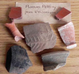 Lovely Old Collection Of Ancient Roman Pottery Shards From Viriconium (wroxeter) photo