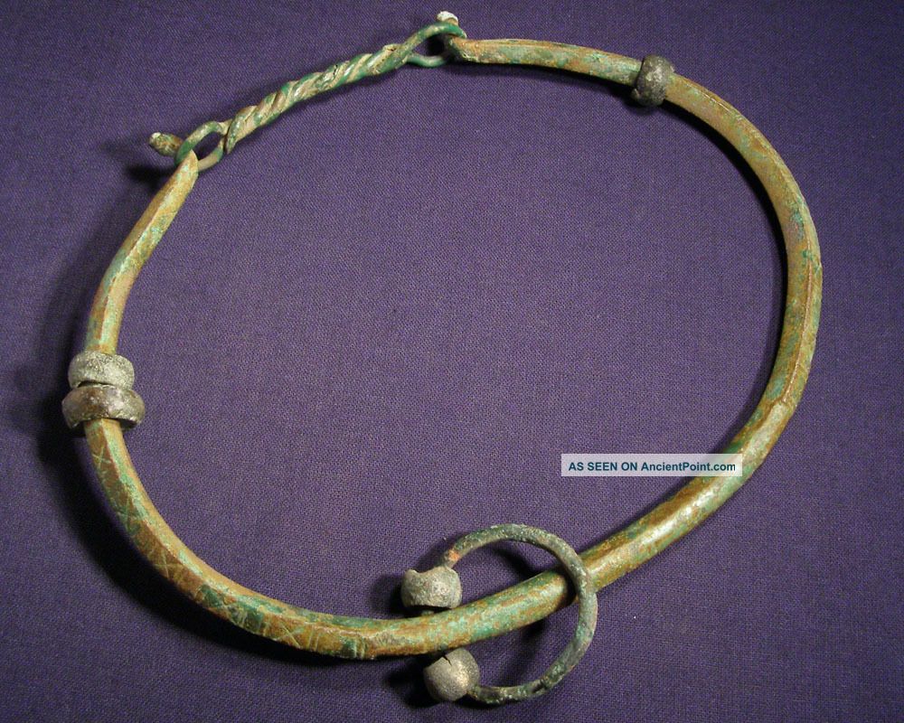 Engraved Celtic Bronze Torque Roman photo