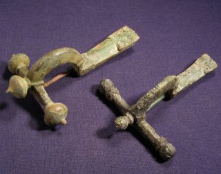 Two Roman Bronze Crossbow Brooch / Fibula 2 photo