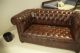 Antique Early 20thc Leather Chesterfield Sofa In Hand Dyed Russet Leathers 1900-1950 photo 3