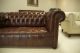 Antique Early 20thc Leather Chesterfield Sofa In Hand Dyed Russet Leathers 1900-1950 photo 5