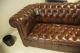 Antique Early 20thc Leather Chesterfield Sofa In Hand Dyed Russet Leathers 1900-1950 photo 7