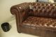Antique Early 20thc Leather Chesterfield Sofa In Hand Dyed Russet Leathers 1900-1950 photo 8