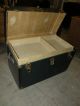 Antique Flat Top Steamer Travel Railroad Trunk Storage Chest With Inserts 1900-1950 photo 1