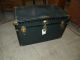 Antique Flat Top Steamer Travel Railroad Trunk Storage Chest With Inserts 1900-1950 photo 2