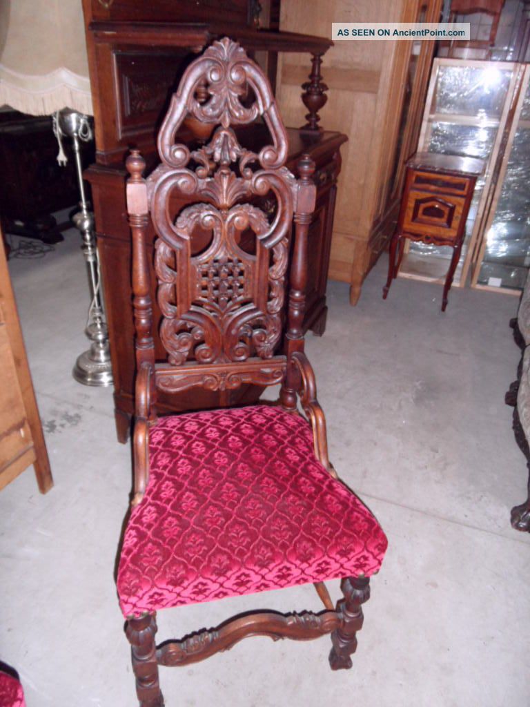French Chairs Set Of 6 Well Carved Model 1900-1950 photo