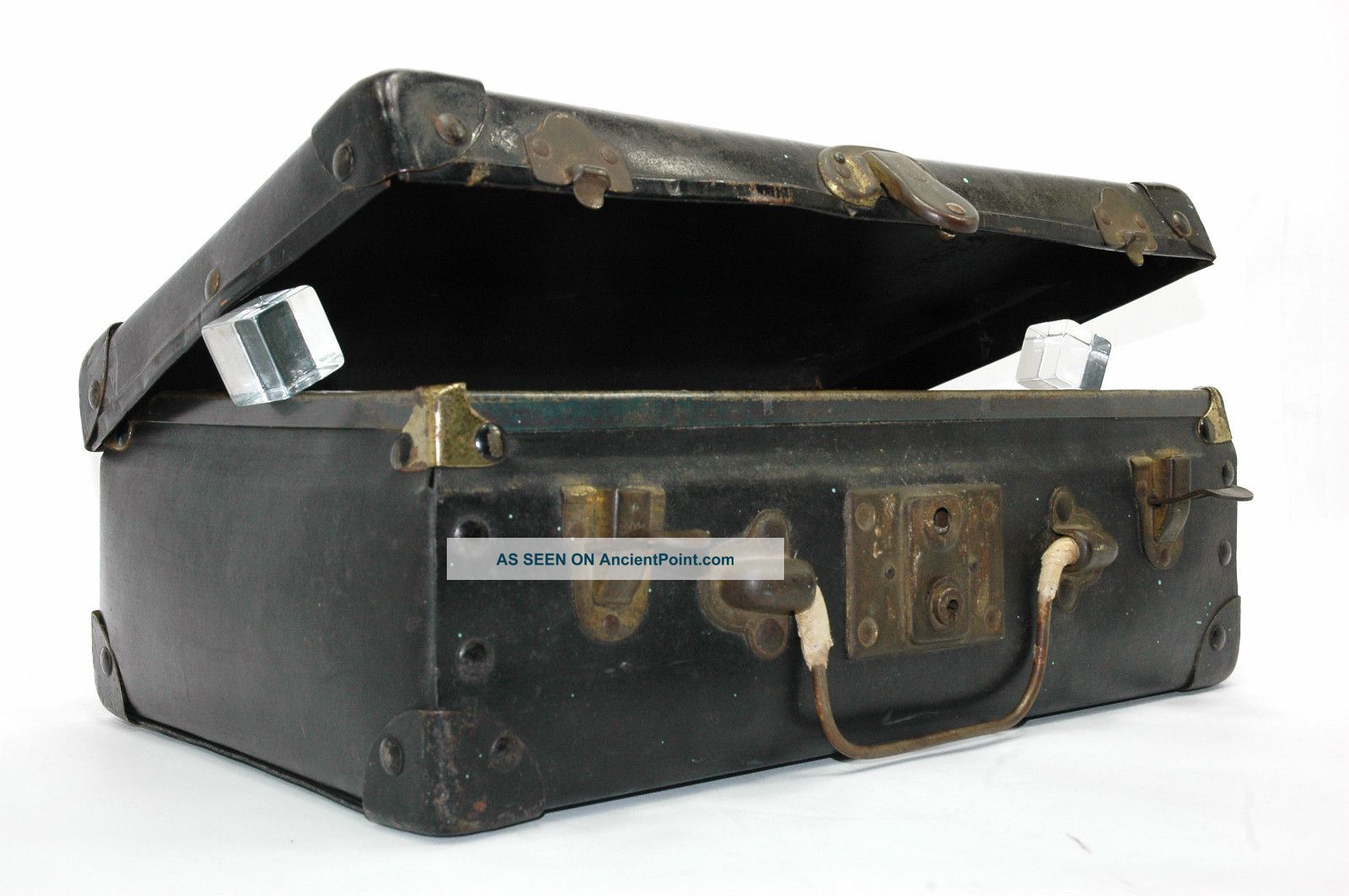 Antique Briefcase Doctor Doctor ' S Box Pressed Fiber Black Crown 9x14 Chest 1800-1899 photo