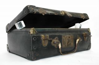 Antique Briefcase Doctor Doctor ' S Box Pressed Fiber Black Crown 9x14 Chest photo