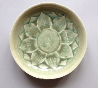 Antique Asian China Stoneware Celadon Glazed Platter Footed Dish Chinese Ceramic photo