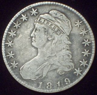 1819 Bust Half Dollar Silver O - 115 Rarity 3 Rare Vf 