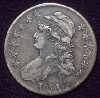1814 Bust Half Dollar Silver O - 105a Rarity 4 Rare Strong Xf+ Single Leaf photo