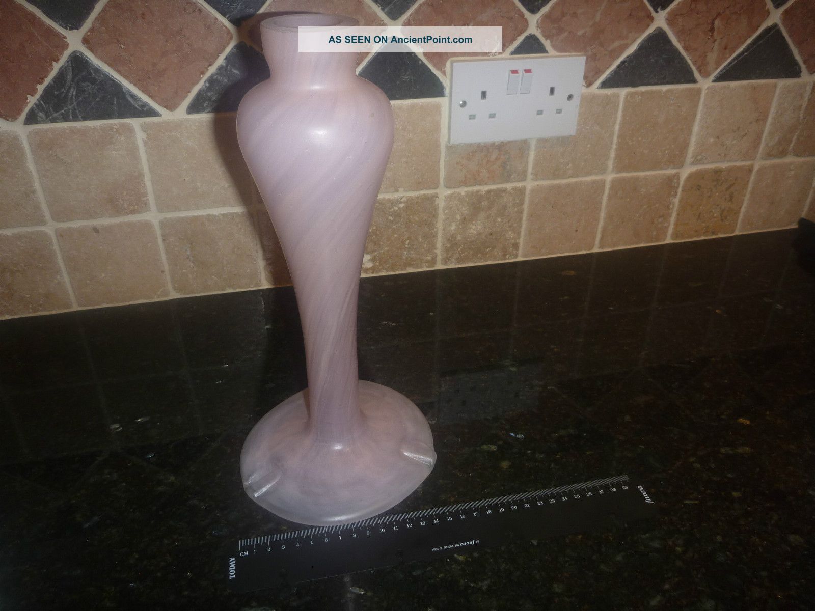 Art Nouveau Style Lamp Base In Opaque Pink Glass Very Glamourous Art Deco photo
