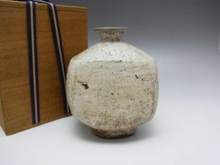 Old Korean White Pottery Vase W/wooden Box - Joseon Dynasty 798 photo