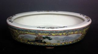 Chinese Antique Famille Rose Colorful Flowers,  Ships And Mountain Porcelain Bowl photo