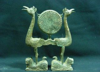 Old Antique Bronze Bird Drum Beast Statue Collection photo