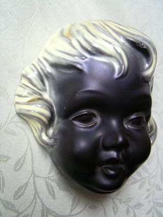 Vintage Mid Century German Ceramic Head Wall Mask Girl Face 50 ' S - 60 ' S photo
