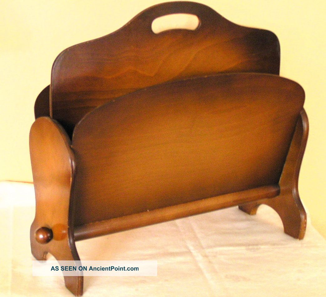 Antique Wooden (walnut) Newspaper+magazine+jurnals Rack Holder Stand Box 50 ' S Boxes photo