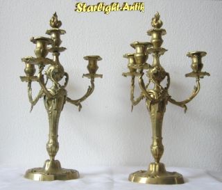 Stunning Pair Of French Art Nouveau Candelabras 1900 - Heavy Solid Bronze - photo