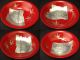 Japanese Antique Red Lacquered Poem And Maki - E Cake Bowl Plates photo 10