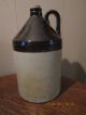 Antique Two Toned Stoneware Whiskey Jug With Thumb Handle Jugs photo 1