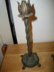 Art Deco Metal Tulip & Paw Feet Candlesticks Metalware photo 1