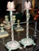 Art Deco Metal Tulip & Paw Feet Candlesticks Metalware photo 7