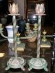Art Deco Metal Tulip & Paw Feet Candlesticks Metalware photo 8