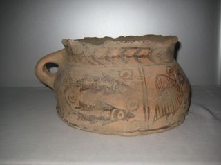 A Very Impressive Indus Valley Single Handled Vessel,  Redware,  Painted In Brown photo