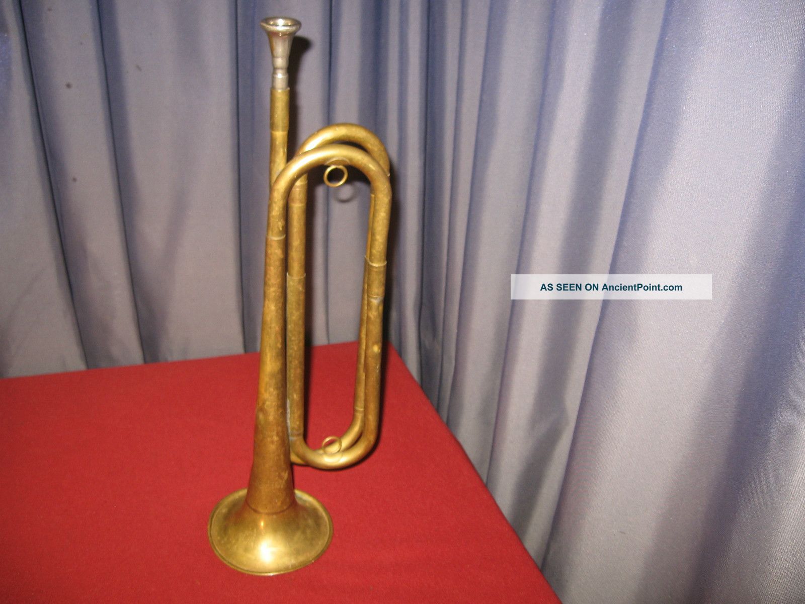 Vintage Antique Bugle Trumpet U S Regulation Brass Wind Instrument Brass photo