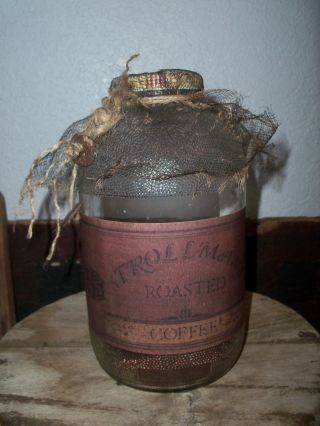 Vintage Inspired Quart Glass Duraglas Jar - - Strollmans Roasted Coffee Jar W/ Lid photo