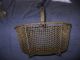 Vintage Footed Metal Wire Mesh Egg Or Shellfish Basket With Handle And Hook Primitives photo 5