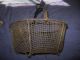 Vintage Footed Metal Wire Mesh Egg Or Shellfish Basket With Handle And Hook Primitives photo 7