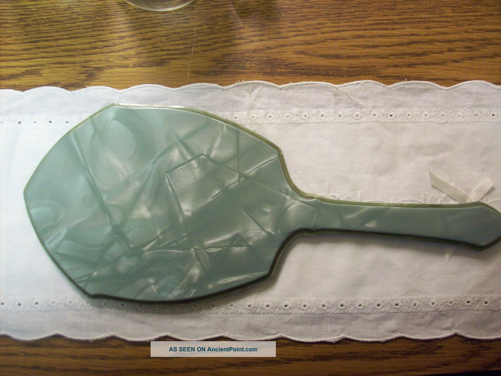 Art Deco Green&black Bakelite Beveled Handmirror Art Deco photo