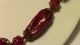 Vintage 1950s Cranberry Red Gold Flecked Murano Italian Art Glass Bead Necklace Mid-Century Modernism photo 1