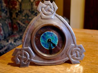 Arts And Crafts Nouveau Tudric Pewter Enamel Clock By Liberty - Knox photo