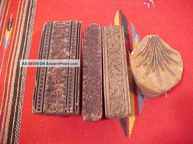 Antique Hand Carved Decorative Wood Print Blocks Printing Textile? Paper? Primitives photo