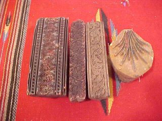 Antique Hand Carved Decorative Wood Print Blocks Printing Textile? Paper? photo
