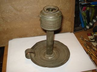 Early 19th Century American Toleware Tin Oil Lamp 7 1/2 Inch Tall New England photo