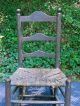 Early 19th C Ladder Back Rocking Chair,  Orig.  Finish & Seat,  Diminutive,  Rustic Primitives photo 10