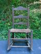Early 19th C Ladder Back Rocking Chair,  Orig.  Finish & Seat,  Diminutive,  Rustic Primitives photo 1