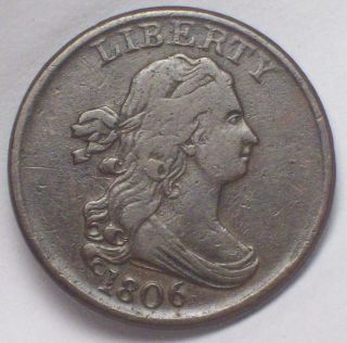 1806 Draped Bust Half Cent Rare Strong Vf+ C - 1 Variety Authentic Coin photo