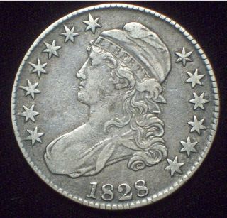 1828 Bust Half Dollar Silver O - 115 R2 Spiked Wing Rare Xf Details Grey photo