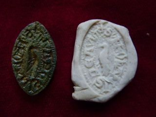 A Bronze Medieval Vessica Shaped Seal Matrix Seal Of Steven C1300 photo